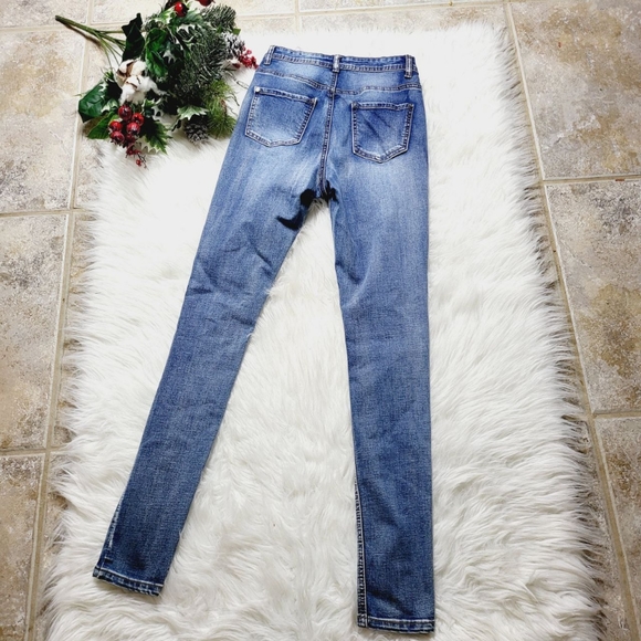 SINNER Womens High Waist Authentic Skinny Blue Jeans - Picture 4 of 4